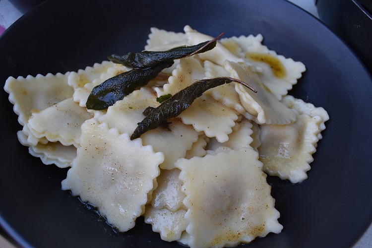 Butternut and Feta filled Ravioli with Burnt Butter and Crispy Sage