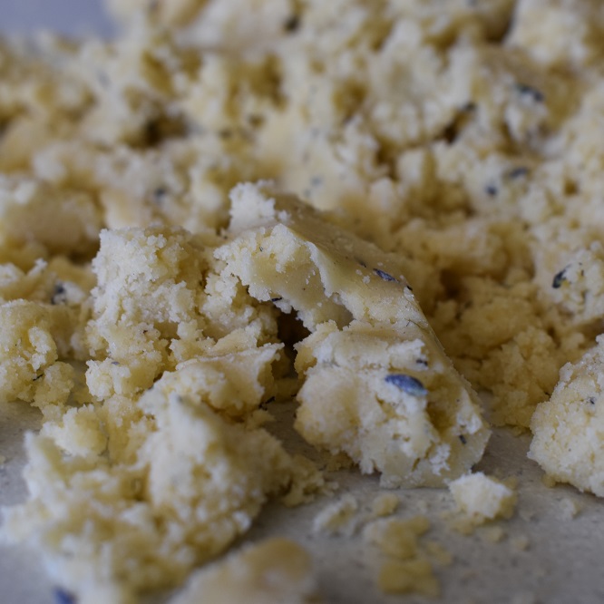 Crumbly dough ready to clump together